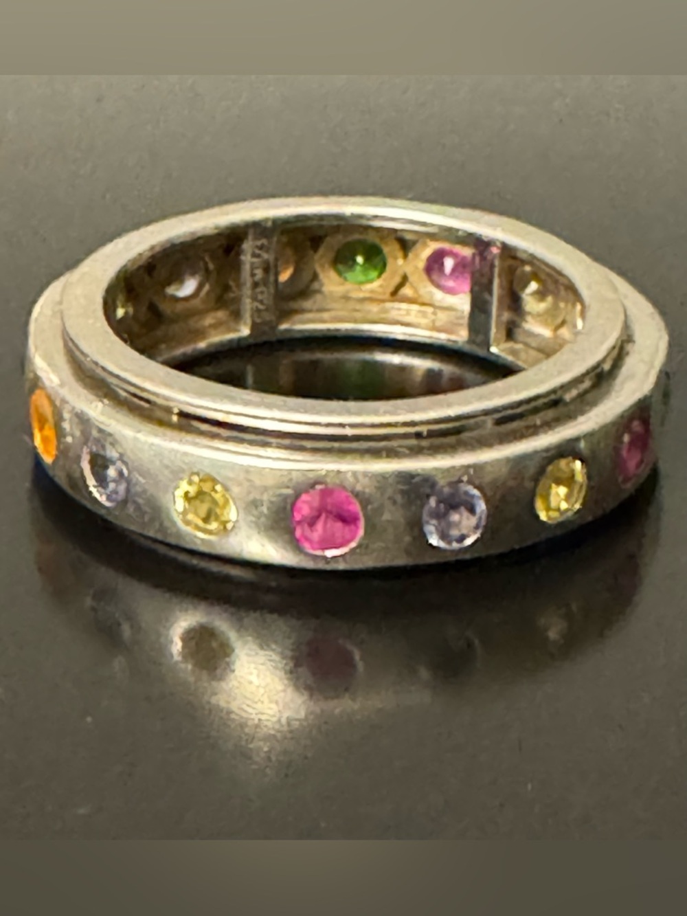 D’Joy Sterling Silver Spinner Ring • Multicolor Gemstones